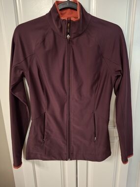 Lucy Tech Plum Utility Jacket with Orange Trim Xs